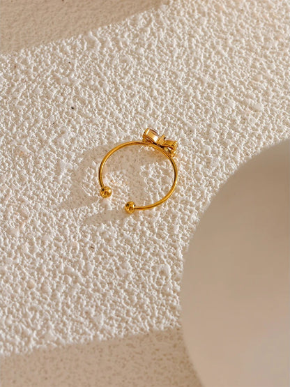 Cubic zirconia bowknot open finger ring - product image