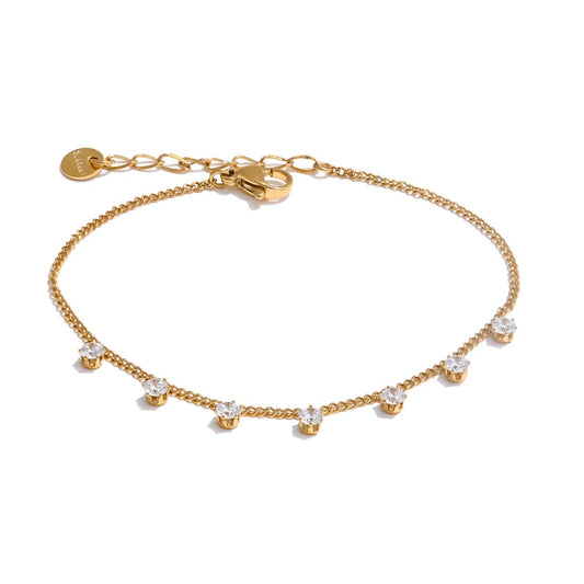 Cubic zirconia chain bracelet bangle gold silver color - product image