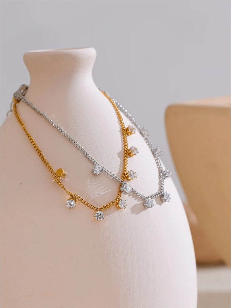 Cubic zirconia chain bracelet bangle gold silver color - product image