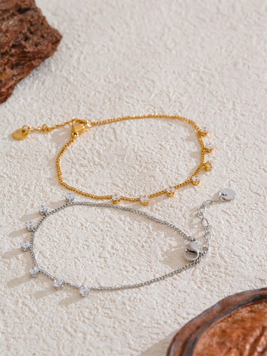 Cubic zirconia chain bracelet bangle gold silver color - product image