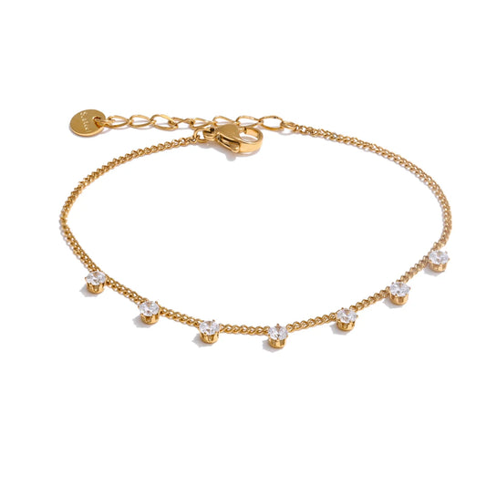 Cubic zirconia chain bracelet bangle gold silver color - product image