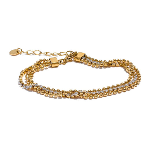 Cubic zirconia chain layered charm bracelet women - product image