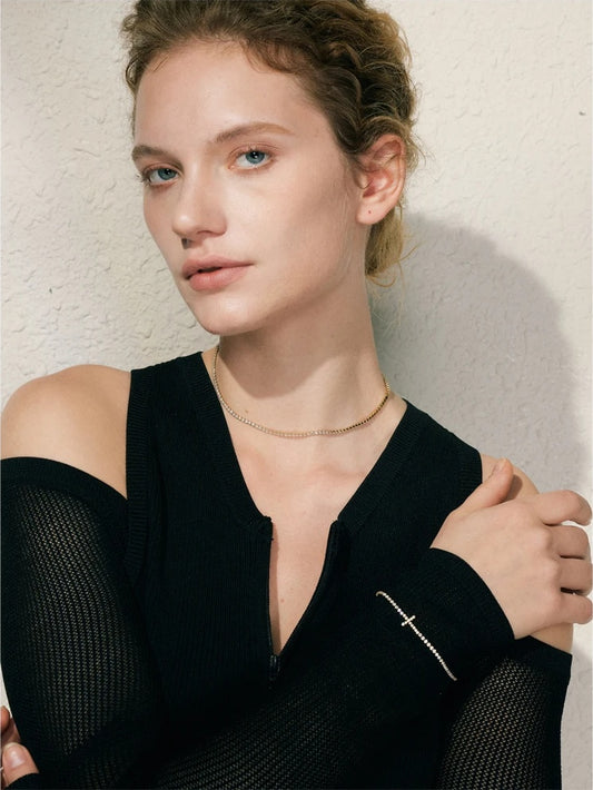 Cubic zirconia chain modern necklace - product image
