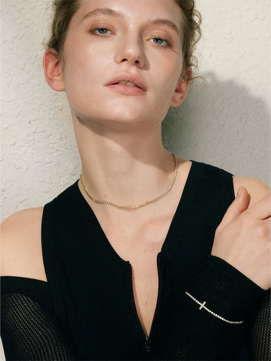 Cubic zirconia chain modern necklace - product image