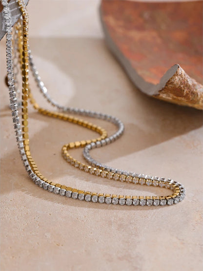 Cubic zirconia chain modern necklace - product image