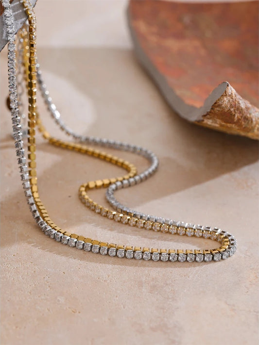Cubic zirconia chain modern necklace - product image