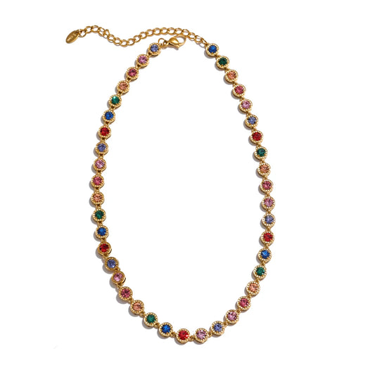 Cubic zirconia chain necklace bracelet jewelry set - product image