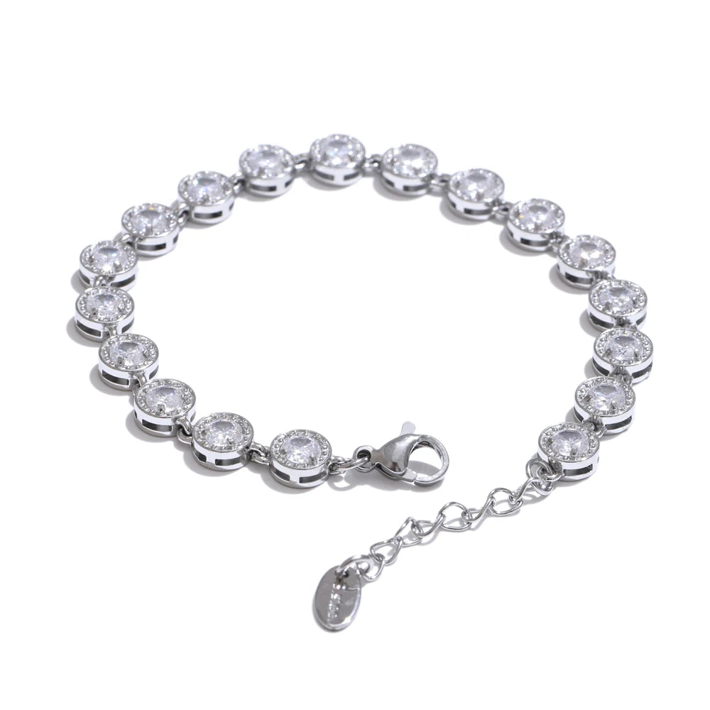 Cubic zirconia chain necklace bracelet jewelry set - product image