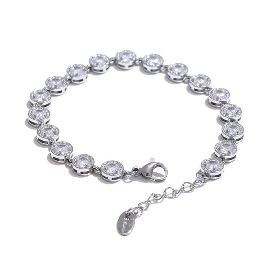 Cubic zirconia chain necklace bracelet jewelry set - product image