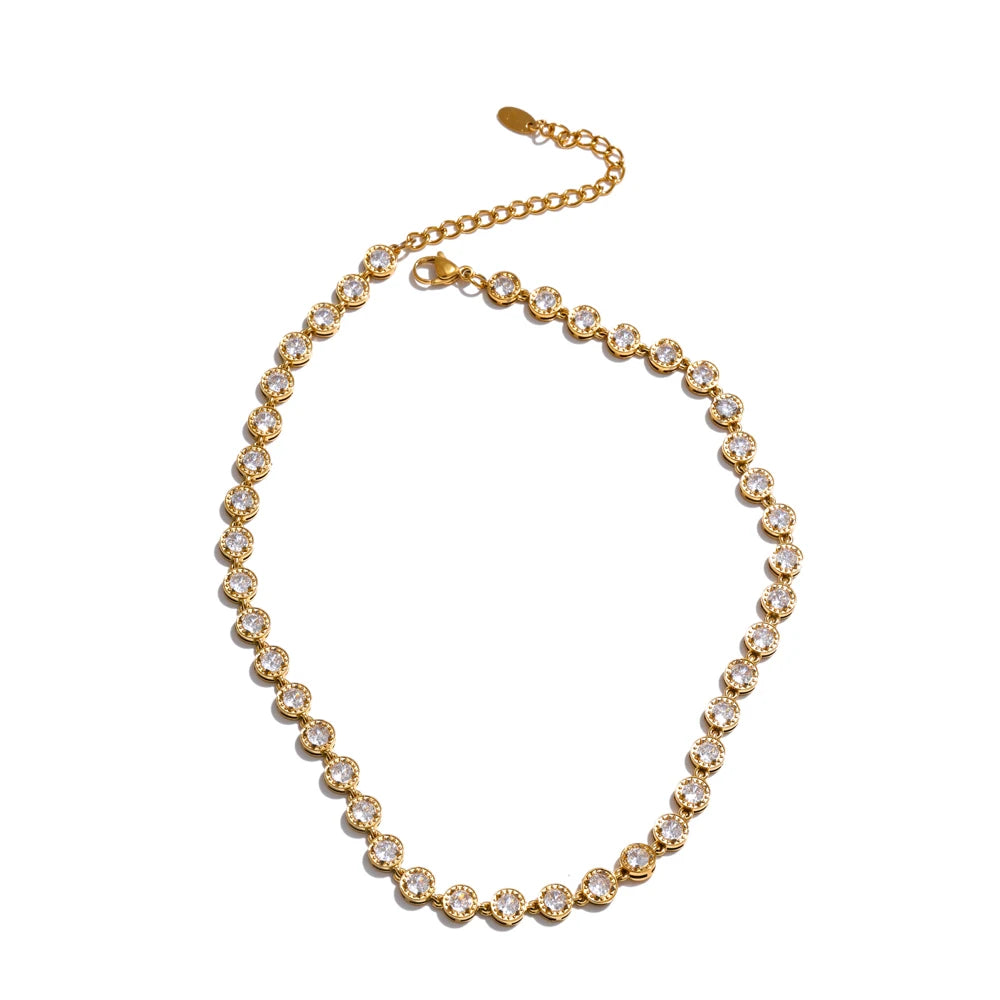 Cubic zirconia chain necklace bracelet jewelry set - product image