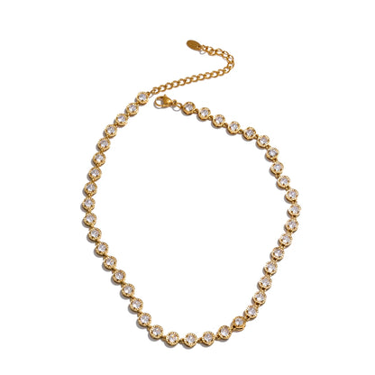 Cubic zirconia chain necklace bracelet jewelry set - product image