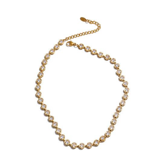 Cubic zirconia chain necklace bracelet jewelry set - product image