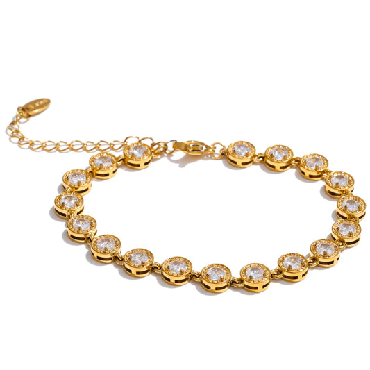 Cubic zirconia chain necklace bracelet jewelry set - product image