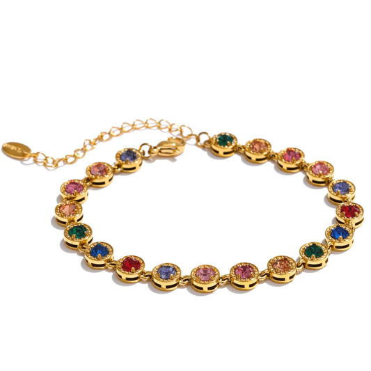 Cubic zirconia chain necklace bracelet jewelry set - product image