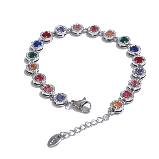 Cubic zirconia chain necklace bracelet jewelry set - product image