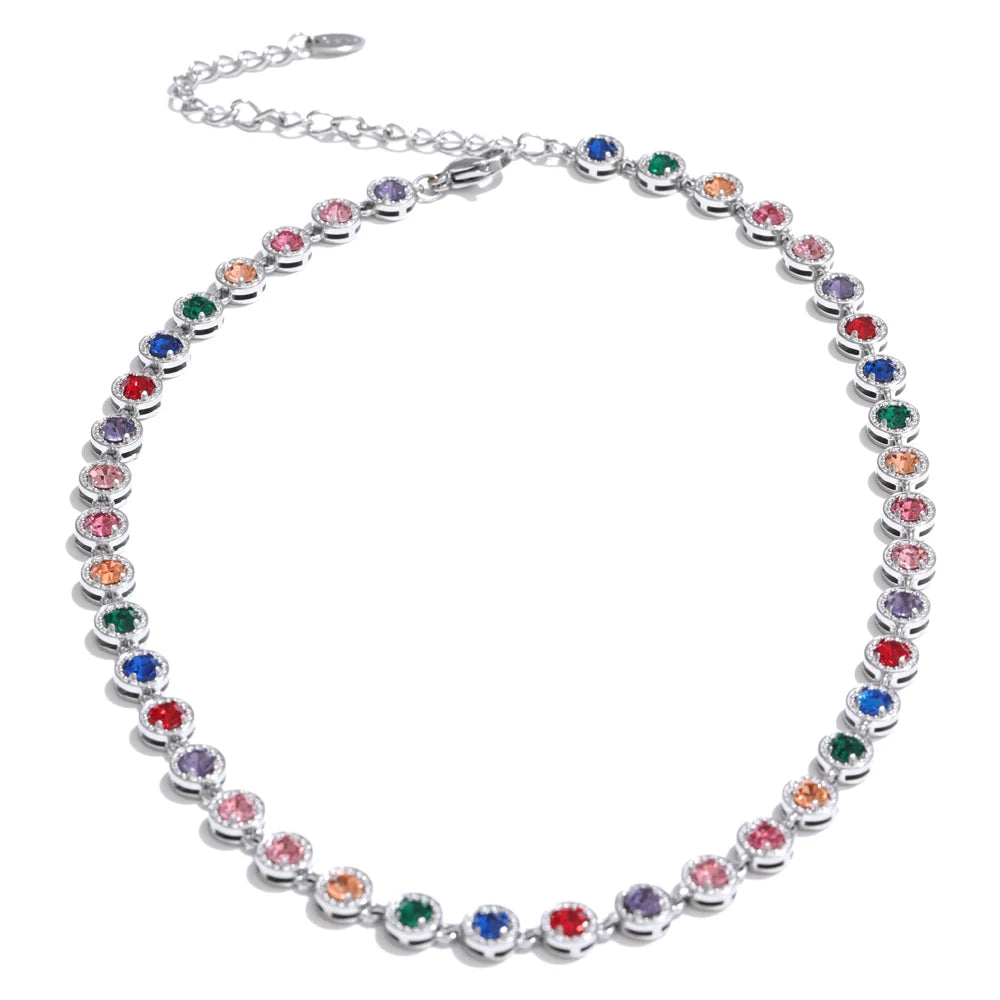 Cubic zirconia chain necklace bracelet jewelry set - product image