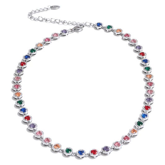 Cubic zirconia chain necklace bracelet jewelry set - product image