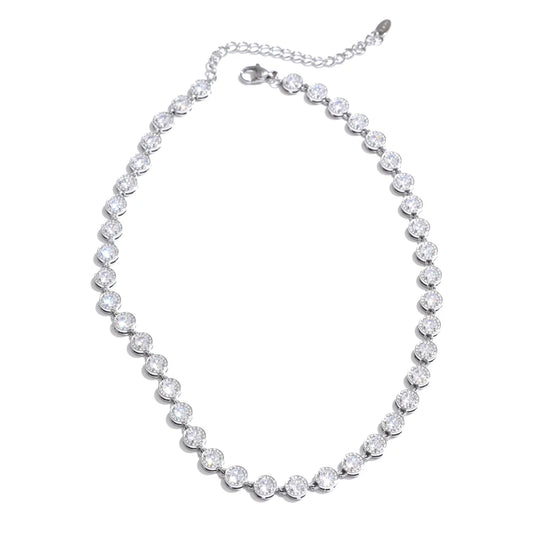 Cubic zirconia chain necklace bracelet jewelry set - product image