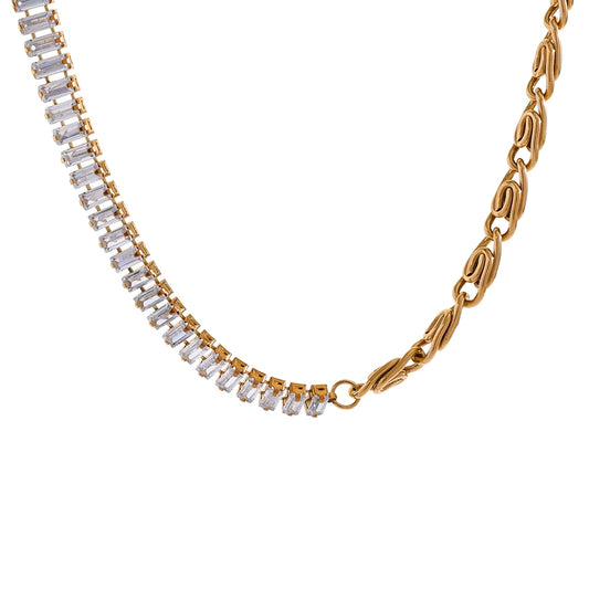 Cubic zirconia chain necklace bracelet set - product image