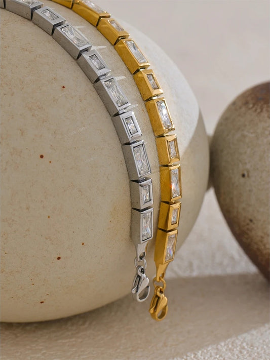Cubic zirconia chain premium bracelet bangle - product image
