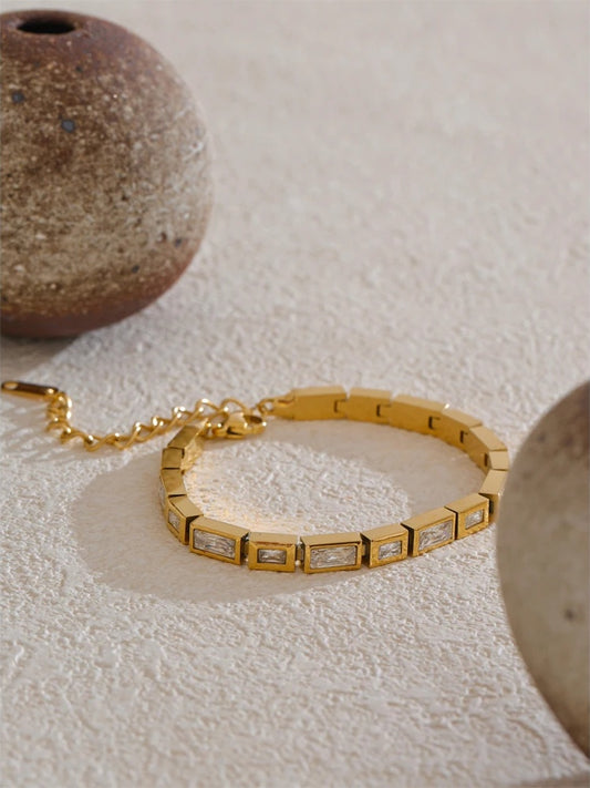 Cubic zirconia chain premium bracelet bangle - product image
