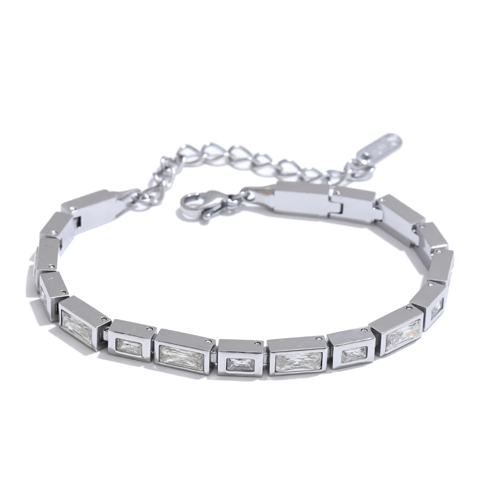 Cubic zirconia chain premium bracelet bangle - product image
