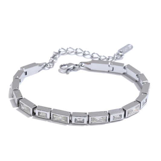 Cubic zirconia chain premium bracelet bangle - product image