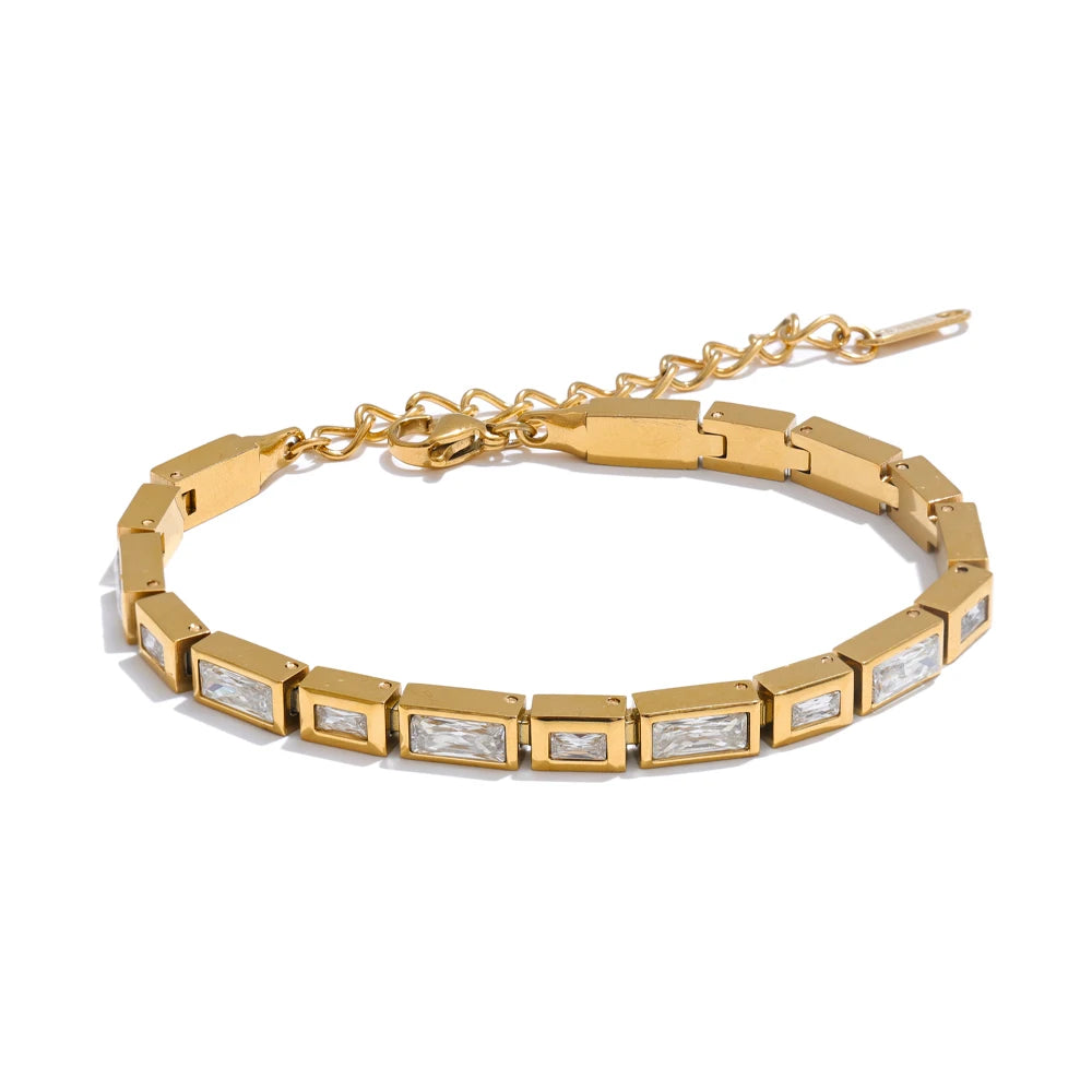 Cubic zirconia chain premium bracelet bangle - product image
