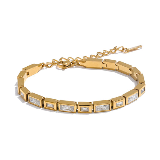 Cubic zirconia chain premium bracelet bangle - product image
