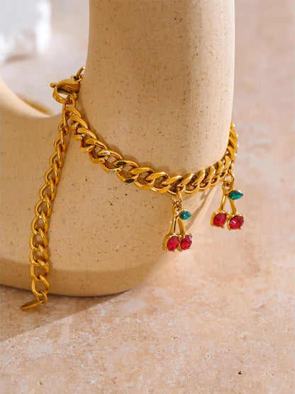 Cubic zirconia cherry drop necklace bracelet set - product image