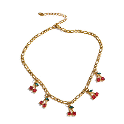 Cubic zirconia cherry drop necklace bracelet set - product image