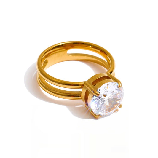 Cubic zirconia classic contemporary casting ring - product image