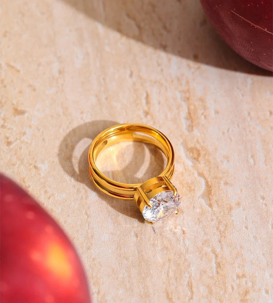 Cubic zirconia classic contemporary casting ring - product image