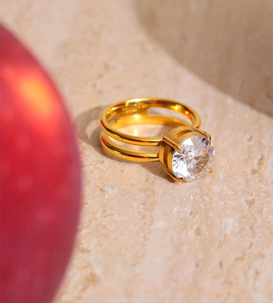 Cubic zirconia classic contemporary casting ring - product image
