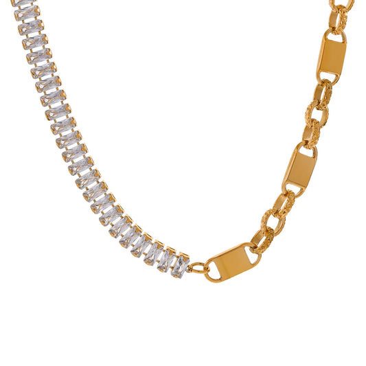 Cubic zirconia clavicle chain necklace bracelet set - product image