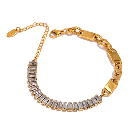 Cubic zirconia clavicle chain necklace bracelet set - product image
