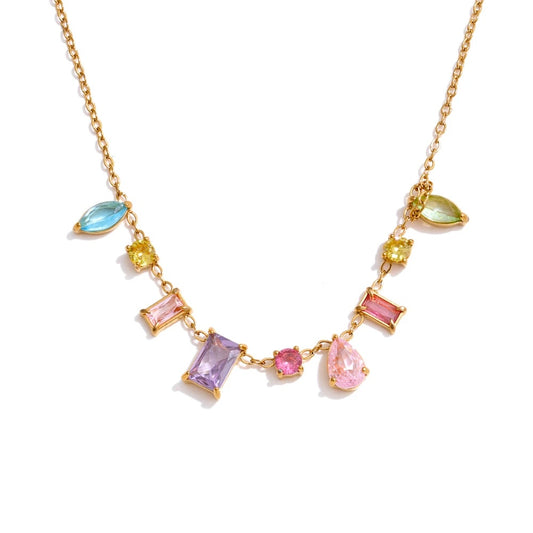 Cubic zirconia colorful contemporary pendant necklace - product image