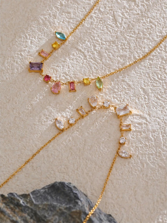 Cubic zirconia colorful contemporary pendant necklace - product image