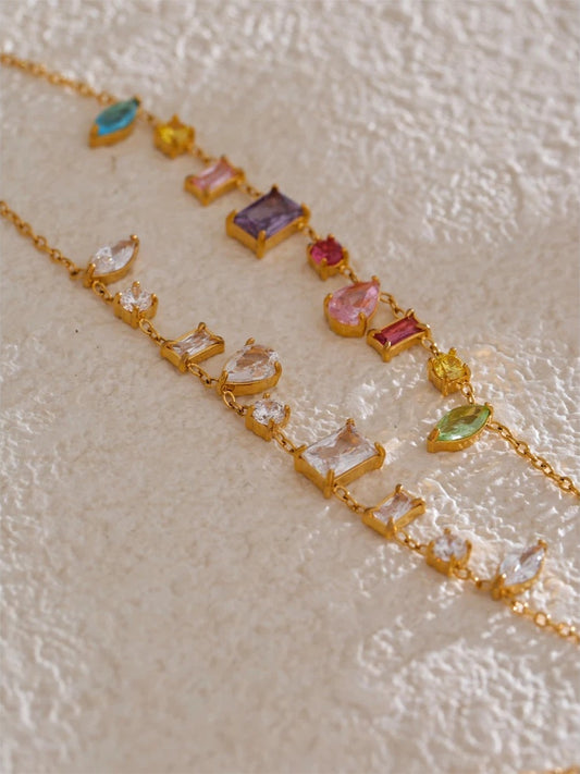Cubic zirconia colorful contemporary pendant necklace - product image