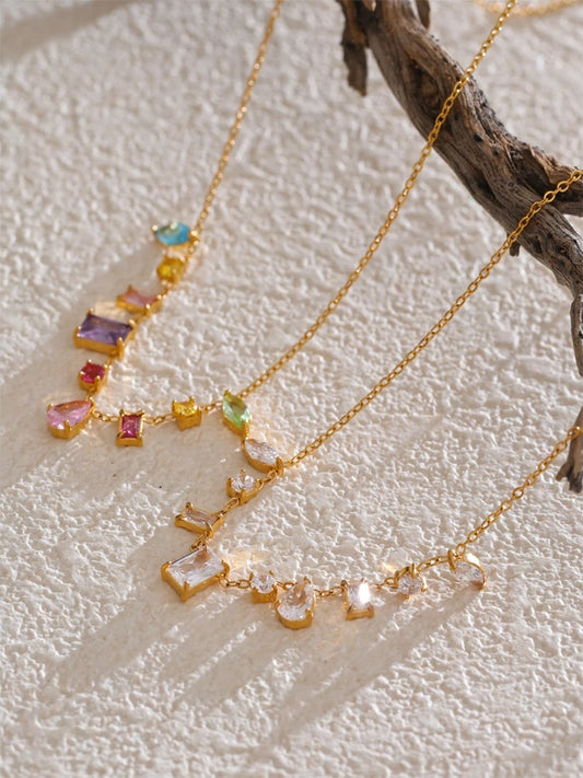 Cubic zirconia colorful contemporary pendant necklace - product image