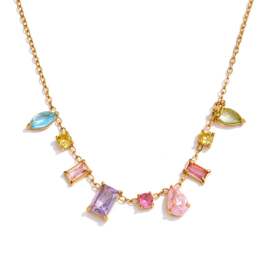 Cubic zirconia colorful contemporary pendant necklace - product image