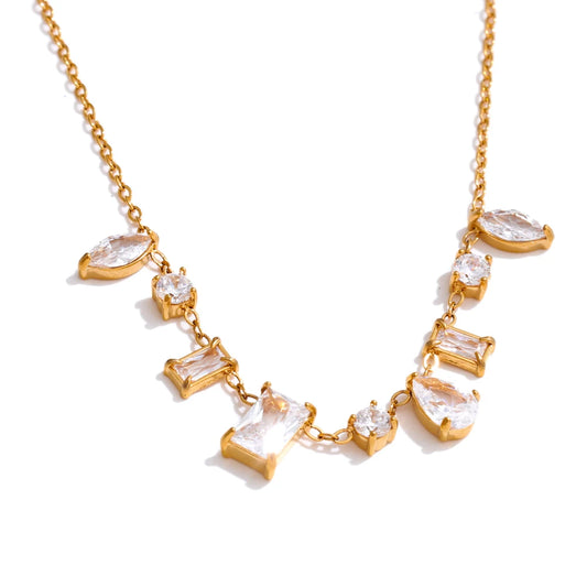 Cubic zirconia colorful contemporary pendant necklace - product image