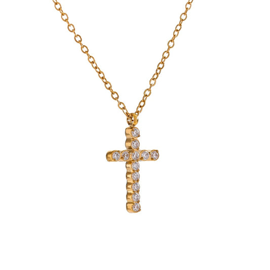 Cubic zirconia cross pendant necklace - product image