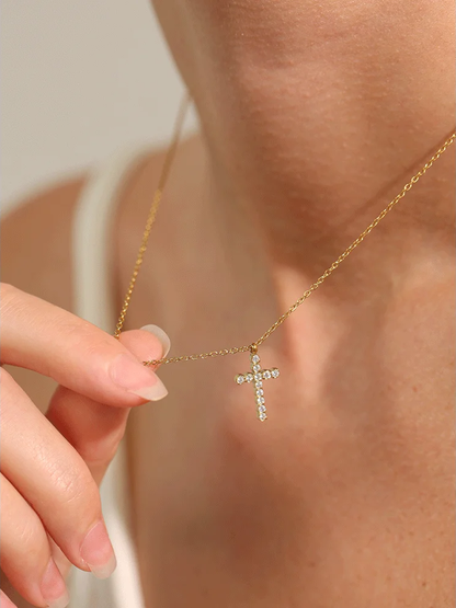 Cubic zirconia cross pendant necklace - product image