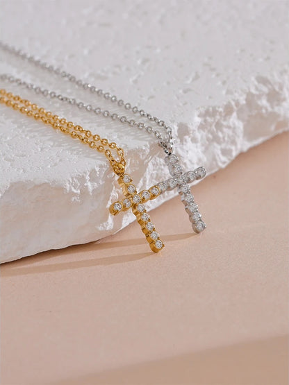 Cubic zirconia cross pendant necklace - product image
