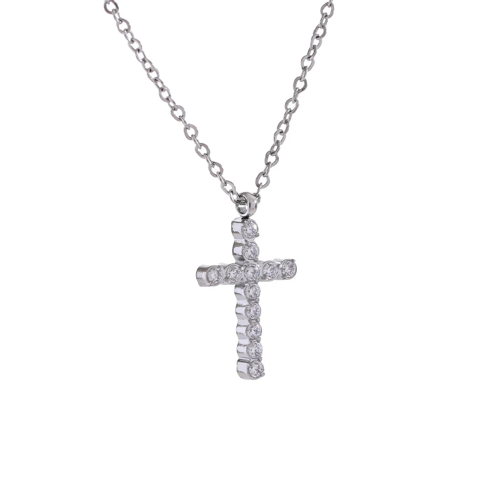 Cubic zirconia cross pendant necklace - product image