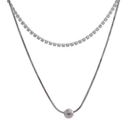 Cubic zirconia double layer chain necklace - product image