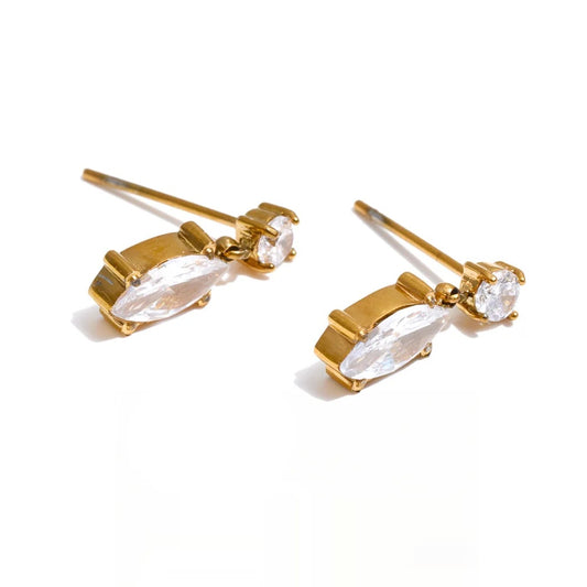 Cubic zirconia drop earrings modern design - product image