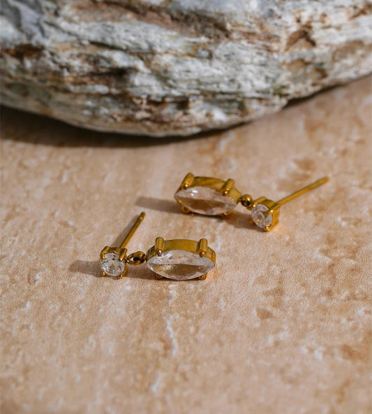 Cubic zirconia drop earrings modern design - product image