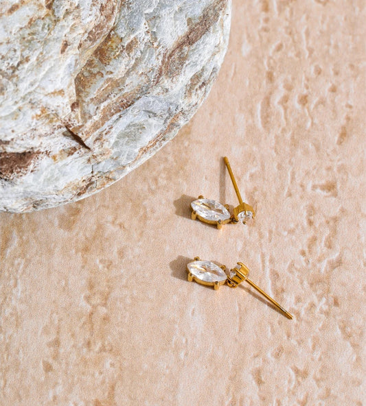 Cubic zirconia drop earrings modern design - product image